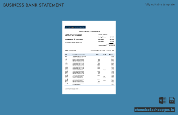Beispiel eines Kontoauszugs der Bank of Jordan (Word- und PDF-Datei)